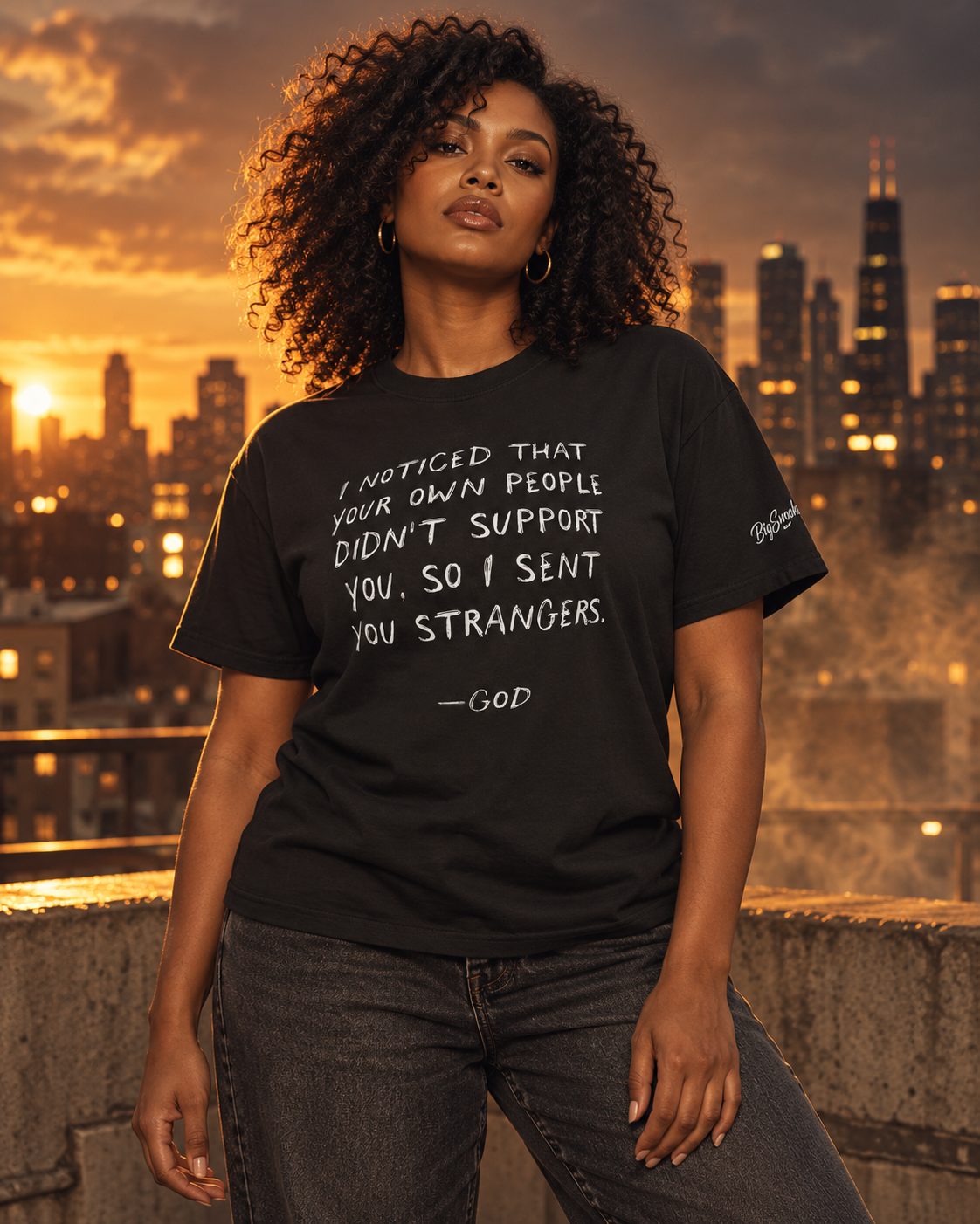 BigSmoke Soprano™️ Strangers Tee — FREE SMOKE campaign portrait