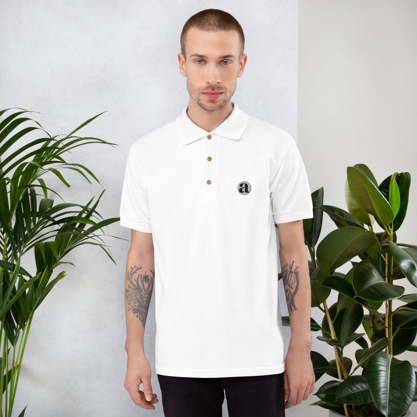 Algorhythm: Signal Noir Embroidered Polo Shirt