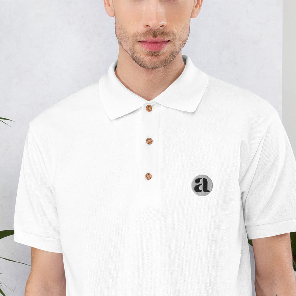 Algorhythm: Signal Noir Embroidered Polo Shirt